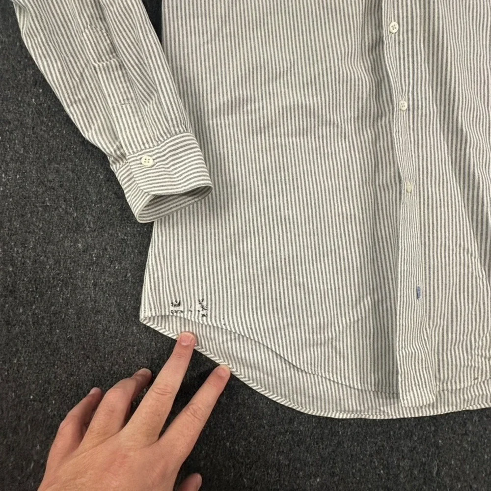 Ralph Lauren button down long sleeve dress shirt Gray striped Mens Size 15.5-33 - Picture 4 of 6
